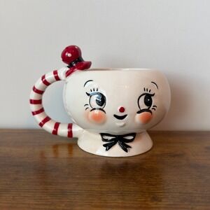 Johanna Parker Ceramic Teacup Mug Christmas Snowman Red White Candy Cane Cute